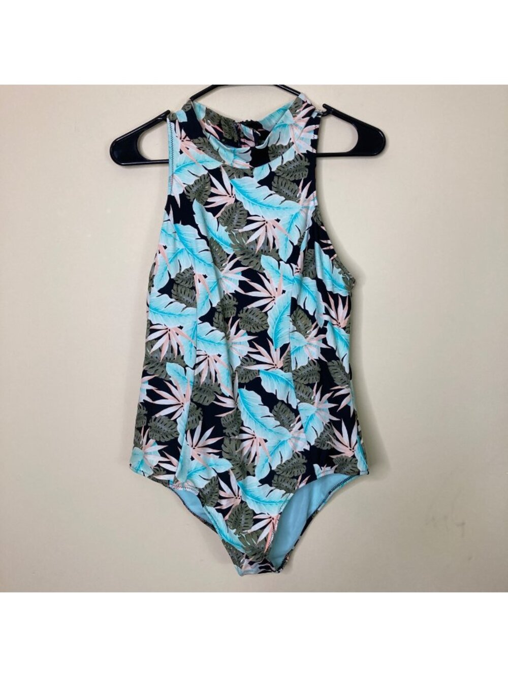 Vanilla Beach Sport Tropical Leaf Print One-Piece Swimsuit Womens L Large
